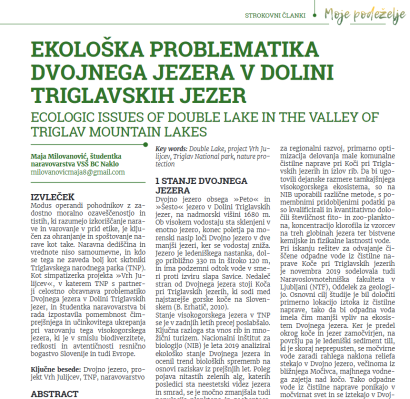 Ekološka problematika Dvojnega jezera v Dolini Triglavskih jezer