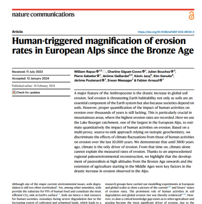 Human-triggered magnification of erosion rates in European Alps since the Bronze Age