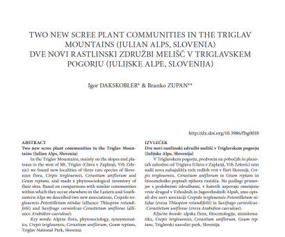 Two new scree plant communities in the Triglav Mountains (Julian Alps, Slovenia)