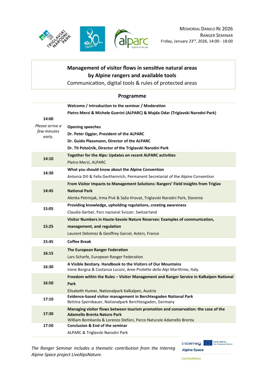 Fotografija prikazuje program seminarja Danilo Re 2026.