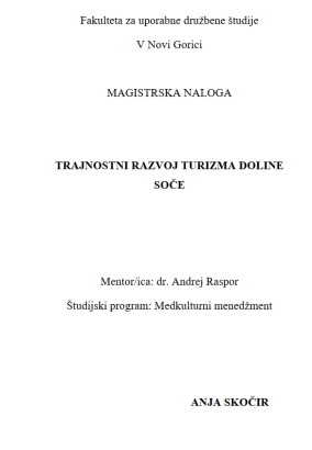 Trajnostni razvoj turizma doline Soče