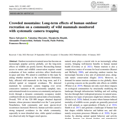 Crowded mountains: Long-term effects of human outdoor recreation on a community of wild mammals monitored with systematic camera trapping